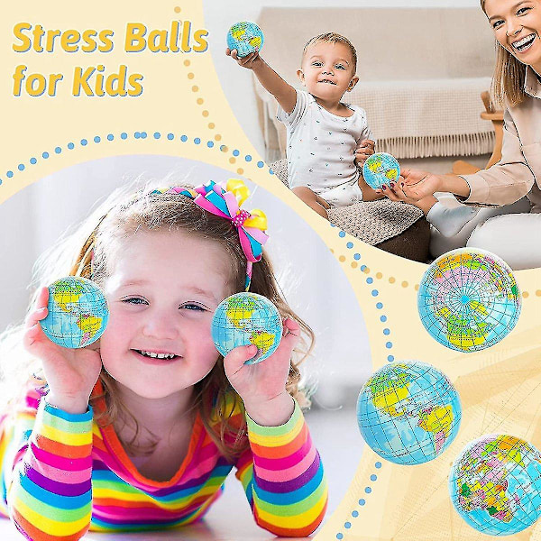 20-pack Jord Stressbollar, 2,5 tum Jordtema Klämbollar, Stressavlastande Bollar Kläm Ångest