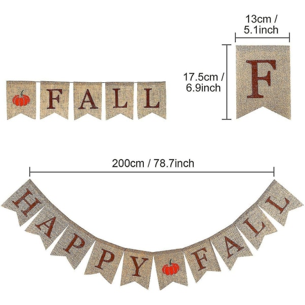 2023-gresskar Burlap Banner Harvest Hjemdekorasjon Soveflagg Garland Fest Thanksgiving dekorasjon $ Høst Thanksgiving Party Dekorasjon Lin Pul