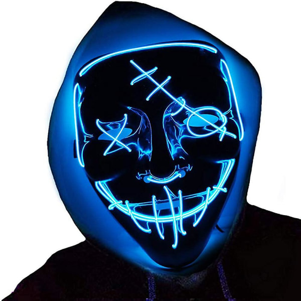 Halloween Led Cosplay Mask Natklub Skræmmende One Eyed Stitches Mask Fancy Dress Up Party Prop Face Cover Blue