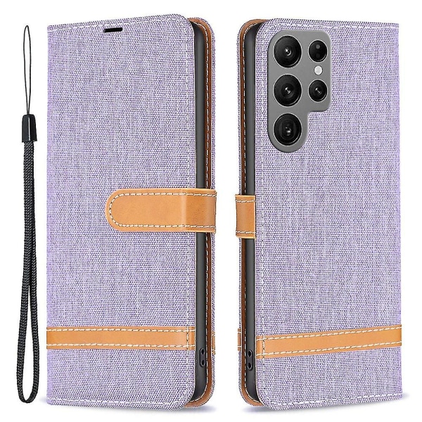 Til Samsung Galaxy S24 Ultra Case Jeans Cloth Wallet Phone Cover Purple Style B Samsung Galaxy S24 Ult