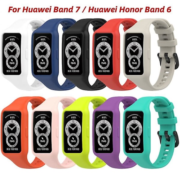 Silikonrem for Huawei Band 7 / Honor Band 6 Smartklokke Erstatningsarmbånd