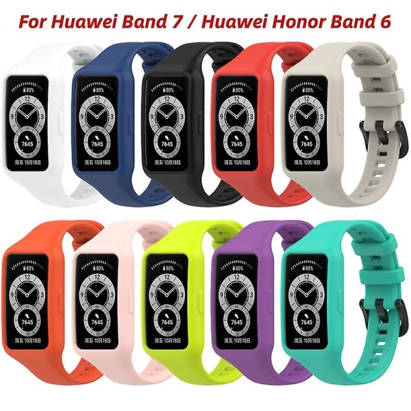 Silikonrem for Huawei Band 7 / Honor Band 6 Smartwatch erstatningsarmbånd til armbånd