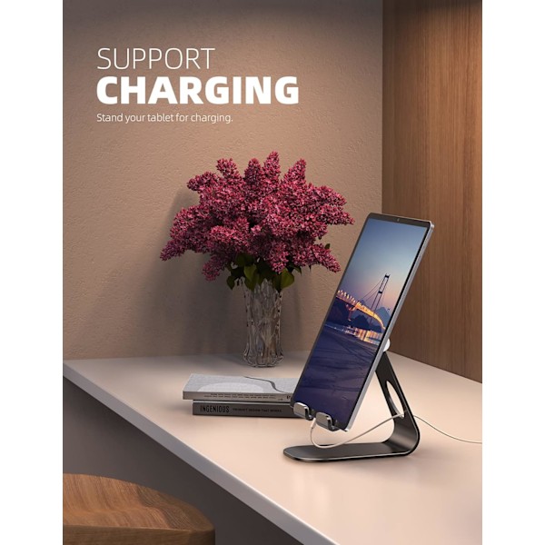 Tablet stander, justerbar tablet stander - universal stander til iPad Pro 12.9, 11, 10.5, 9.7, iPad Air mini 2, 3, 4, iPhone og andre tablets - sort