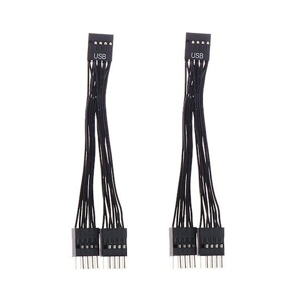 2 kpl tietokoneen emolevyn USB-jatkokaapeli 9-nastainen 1 naaras - 2 uros Y-jakaja ääni HD-jatkojohto