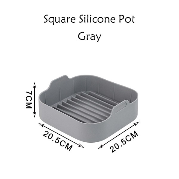Fyrkantig Air Fryer Silikonform Non-Stick Bakplåt Silikon Gray 20.5cm