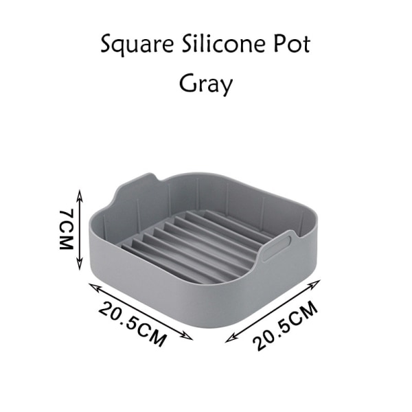 Square Air Fryer Silikon Pot Non Stick Bakplåt Silikon Gray 20.5cm