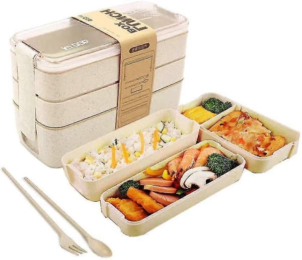 3-i-1 rom Bento matboks for barn og voksne, hvete