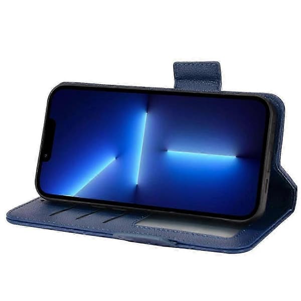 Etui til iPhone 16 Pro Max PU-læder med side-spænde, kortholder, pung og magnet Blue