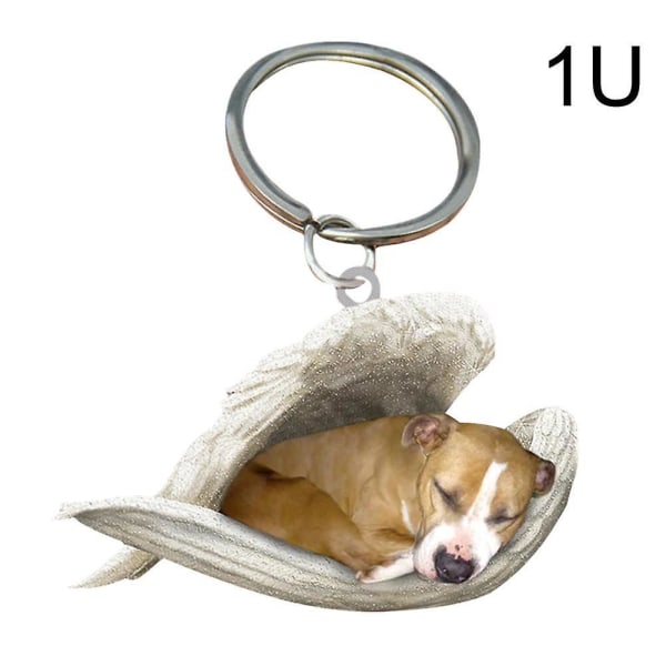 Riippuva koriste avaimenperä Söpö nukkuva enkeli koiran siipi riipus koiran lahja Ca Stafford shire Bull Terr