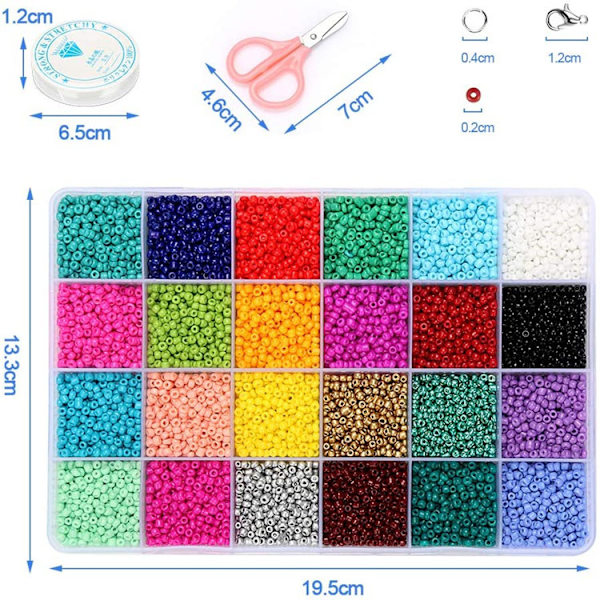 DIY - Pärllåda - Seed beads - 4mm - 4800 st - Smyckestillverkning multicolor