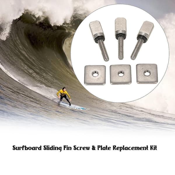 3 Surfboard Longboard Sliding Fin Screw & Fin Plate Replacement Kit til Stand Up Paddle Body Board