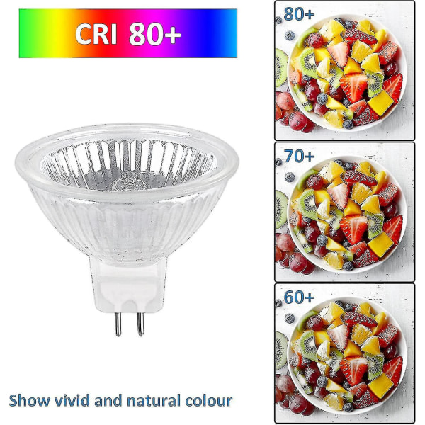 Halogenpære Gu5.3 50w 12v, 800lm varmhvit 2700k dimbar, halogenspotlight pære Mr16, pakke med 6 stk.