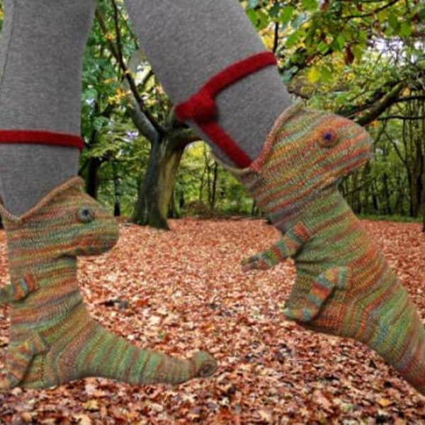 Stickade Krokodilsockor för Kvinnor Män Nya Djur Hajsockor Roliga Alligatorsockor chameleon