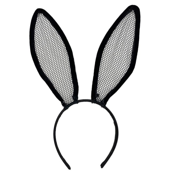 Bunny Ears Pannebånd Blonder Mesh Kaninører For Kostyme Fest Hårtilbehør Black