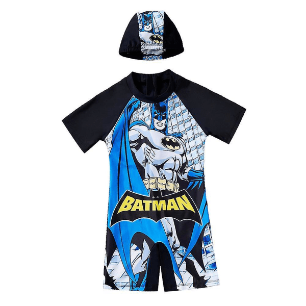 4-8 år Barn Spiderman Batman One Piece Badkläder+ cap Julklappar för baddräkt C 4-5 Years