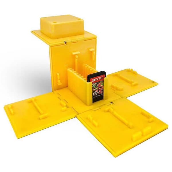 Spilopbevaringsboks til Nintendo Switch spilkort 16 kortpladser Cube Case Foldbar Question Block