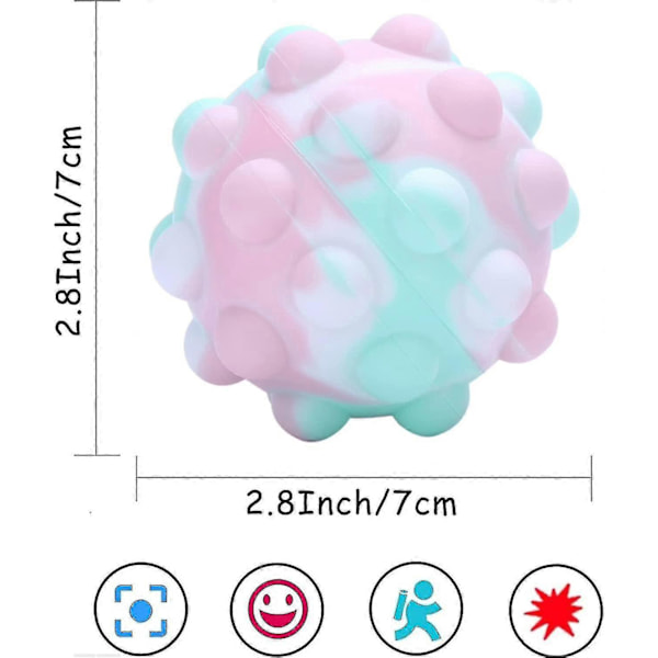 Xqday Tryck Bubbla Pop It Stressboll, Leksak Klämboll, Silikon 3D Fidgetboll Pop It