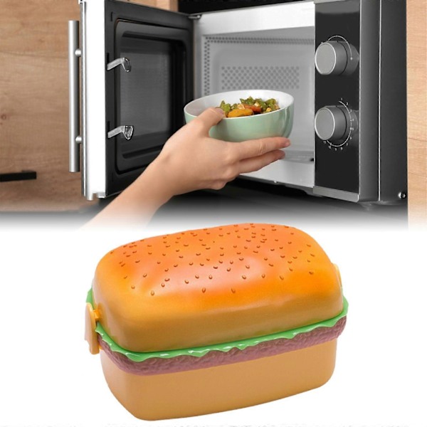 Sarjakuva Hampurilais Lounasrasia, 3-osainen Bento-rasia Haarukalla ja Lusikalla Ruoan Säilytysastia Lapsille Aikuisille Työhön Rectangle