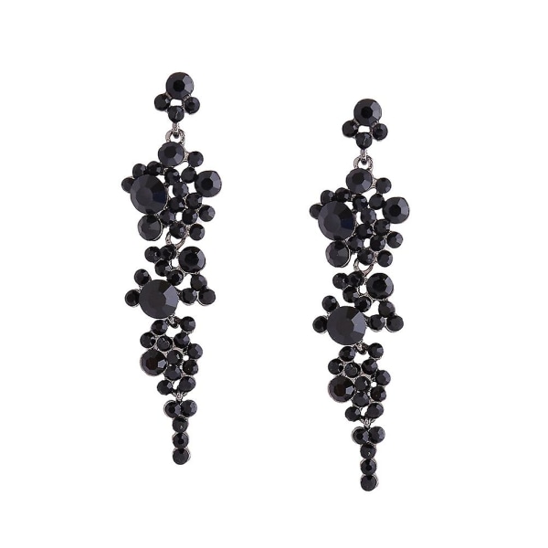 Rhinestone pitkät korvakorut mustat korvakorut naisille naisten kristalli roikkuvat korvakorut muotiasusteet