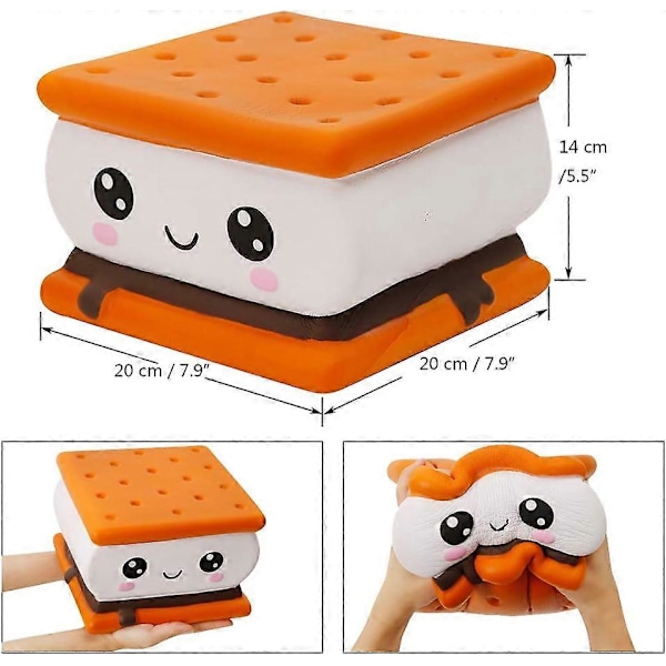 7,9 Tums Squishies Jumbo Smore Kawaii Mjuk Långsamt Stigande Jätte Mat Squishies Stressavlastande Leksaker