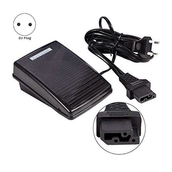 Universal fodpedal til symaskine, fodkontrol til ,Butterbly, fodkontakt EU-stik Black