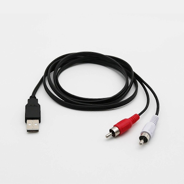 1.5M USB A Hann Til 2X RCA Phono Hann AV Kabel Ledning PC TV Aux Audio Video Adapter