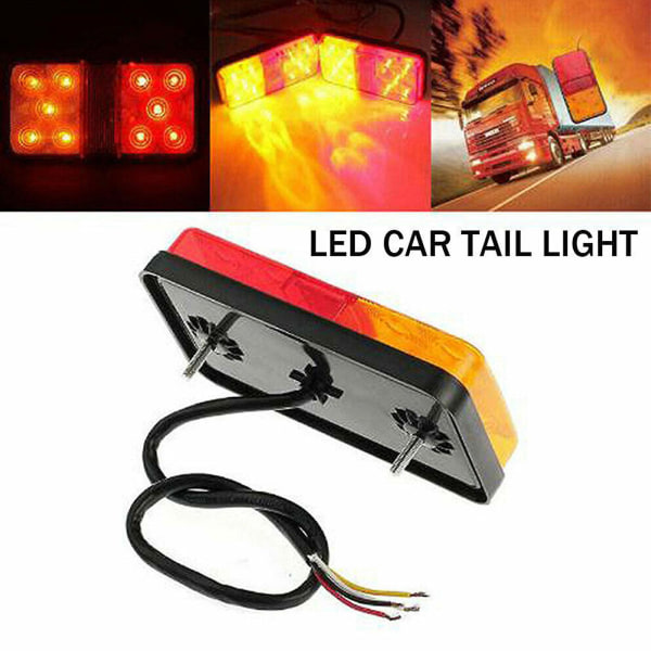 Ny oppgradering Square Red Led Tail, Ip65 vanntett Stop Brems Turn Trailer Lights For Rv Truck 24V