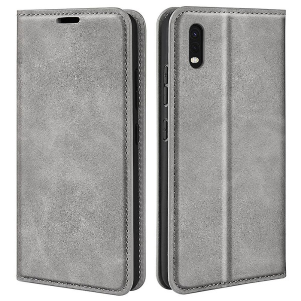 Til Samsung Galaxy Xcover Pro PU Læder TPU Etui Stativ Magnetisk Skin Touch Flip Wallet Telefon Cover Grey