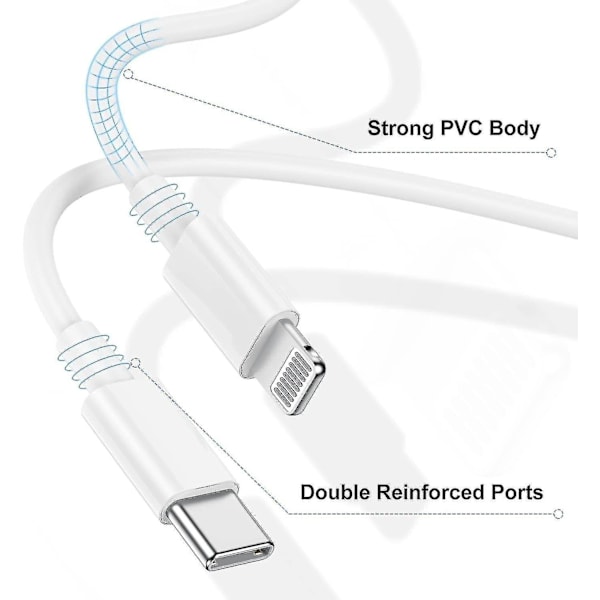 Usb C til Lightning-kabel 2m, 2-pakning Iphone-laderkabel 2m for Apple Usb C-lader