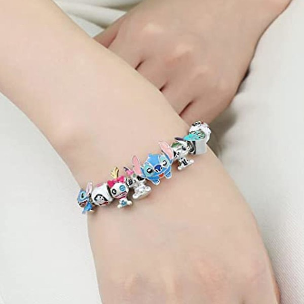 Cartoon Stitch Armband Charm Pärlor Armband Barn Flickor Smycken Presenter 19cm