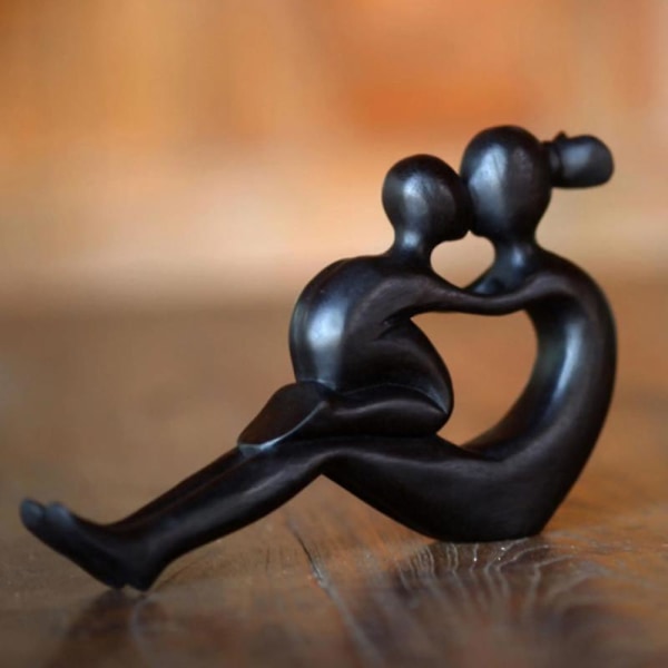 Handgjorda mor och barn träskulptur Hennes kärlek kommer aldrig ta slut Desktop Ornament Wood Color Kiss