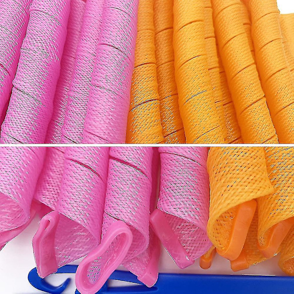 Hårruller til langt hår, Hårkrøllere Spiral Krøller Styling Kit, Ingen Varme Hårkrøllere Styling Kit med Styling Kroge, DIY Frisure Styling Værktøjer F