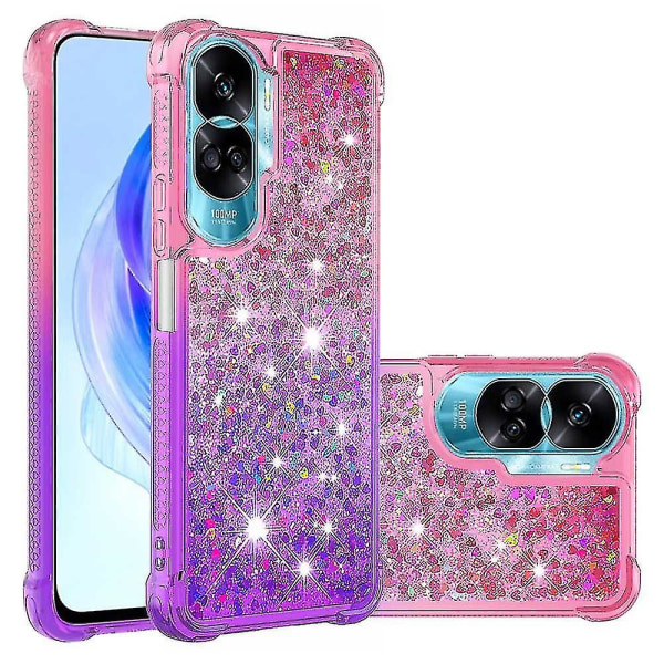 Gradient Stötsäkert cover för Honor 90 Lite 5g, Tpu Moving Glitter Phone case Pink Purple