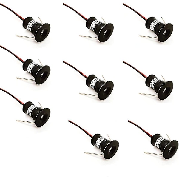 Sorte 9 stk. Mini 12V 1W LED Loftlys Indbyggede Spotlights IP65, 3000K (120, Varmt Hvidt).