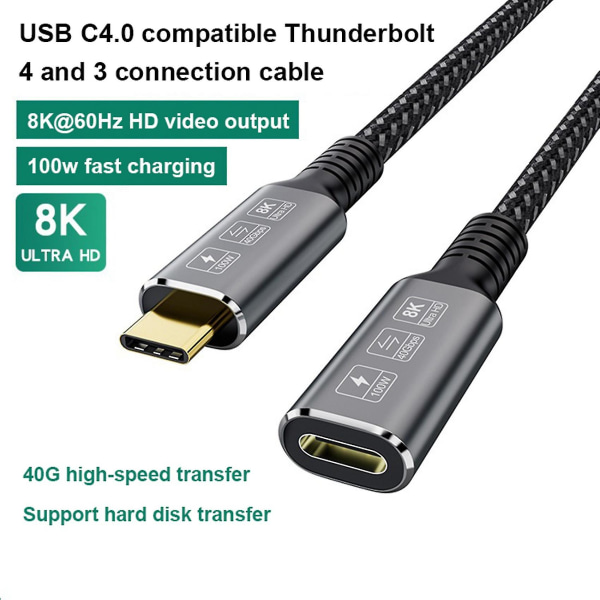 Usb4.0 Extension Cable Usb4.0 Male To Female Extension Cable 40g High-speed Data Transfer Cable 100
