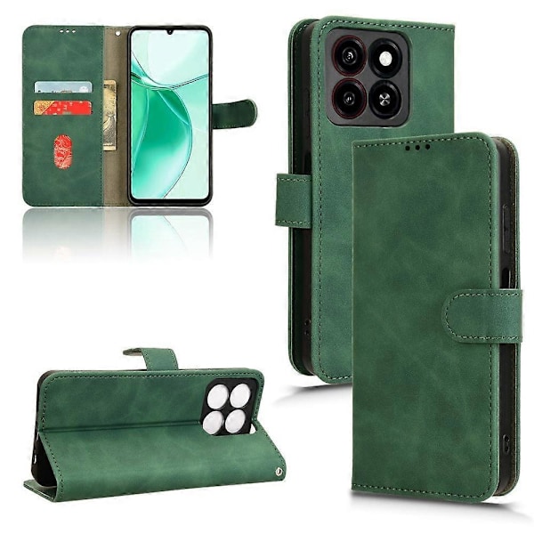 ZTE Blade A35 / A55 Nahkakotelo, ihoa myötäilevä, pudotussuojaava lompakkokotelo - Multicolor Green