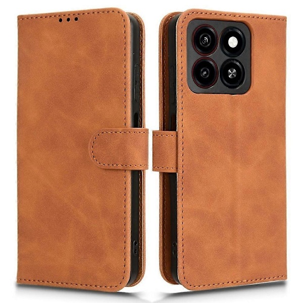 ZTE Blade A35 / A55 Nahkakotelo, ihoa myötäilevä, pudotussuojaava lompakkokotelo - Vihreä Multicolor Brown