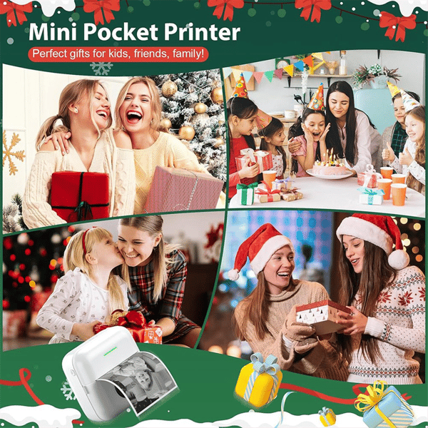 Mini Termisk Papirprinter, Bærbar Trådløs Bluetooth Printer, Lille Øjeblikkelig Lommeprinter