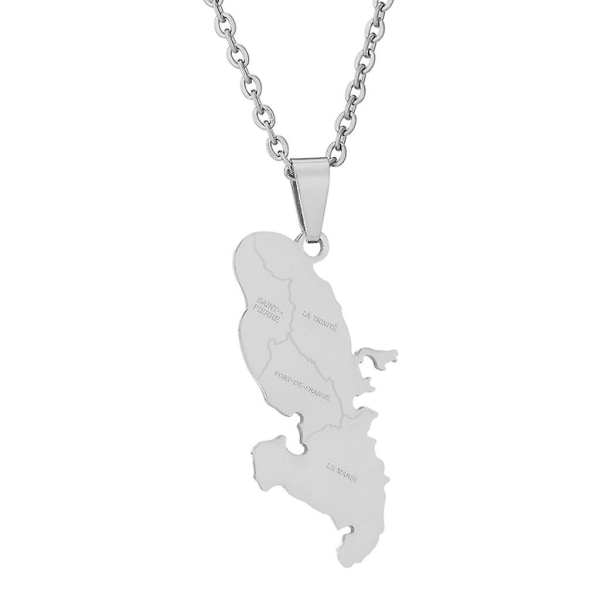 Martinique kart anheng halskjede Trendy sølv/gull unisex kvinner menn hals kjede Silver