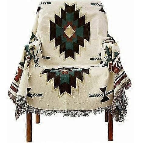 Plaid Amerikansk Etnisk Stil Sofabetræk Strikket Fuld Sæt Jacquard Sofatæppe-90*90cm
