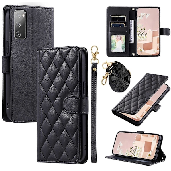 Fodral för Samsung Galaxy S20 FE 5G/4G Plånboksfodral Crossbody Snodd Axelrem Kompatibel med Samsung Galaxy S20 FE 5G/4G Black