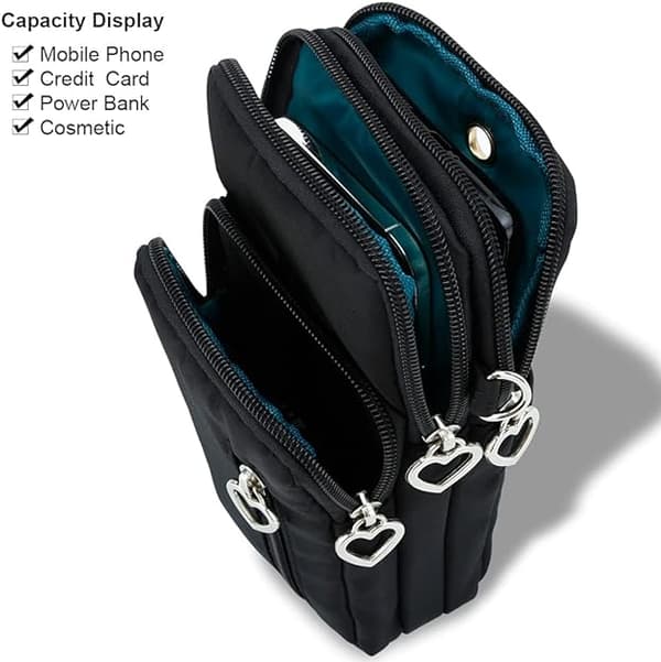 Crossbody mobiltelefon pung tasker, sort