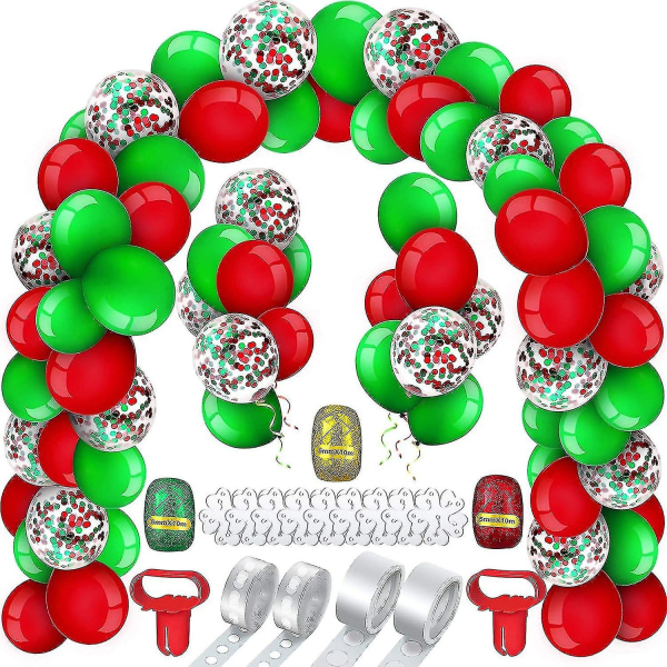 Merry Christmas Balloon Arch Garland Kit, 189 bitar Grön Röd Konfetti Ballonger För Julfest Dekorationer Nytt År Baby Shower Födelsedagsfest S