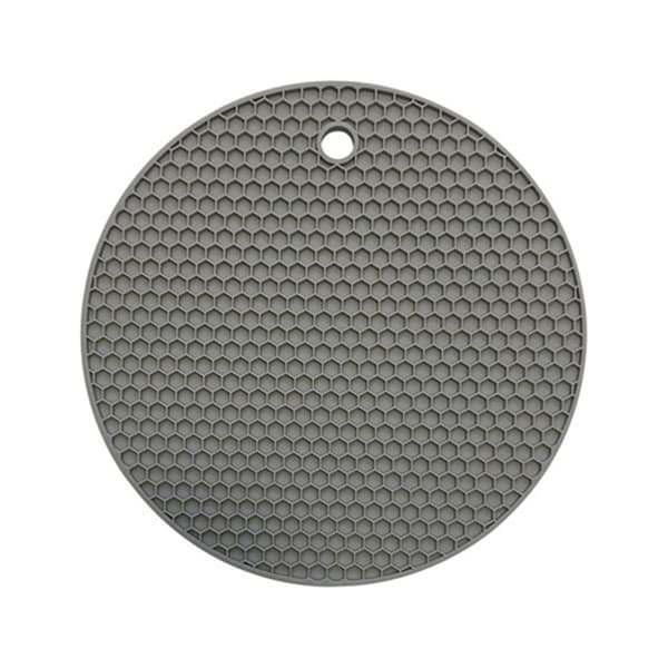 Sæt med 4 silikone grydelapper - runde grydelapper Grey