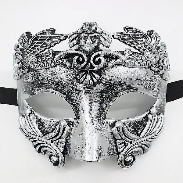 Antik Grekisk Spartan Krigare Romersk Maskeradmask Män Venetiansk Mask Bröllopsboll Mask Mardi Gras Mask Silver