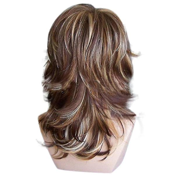 Wig Salg Medium Side Bang Markert Lagdelt Lett Krøllet Syntetisk Parykk