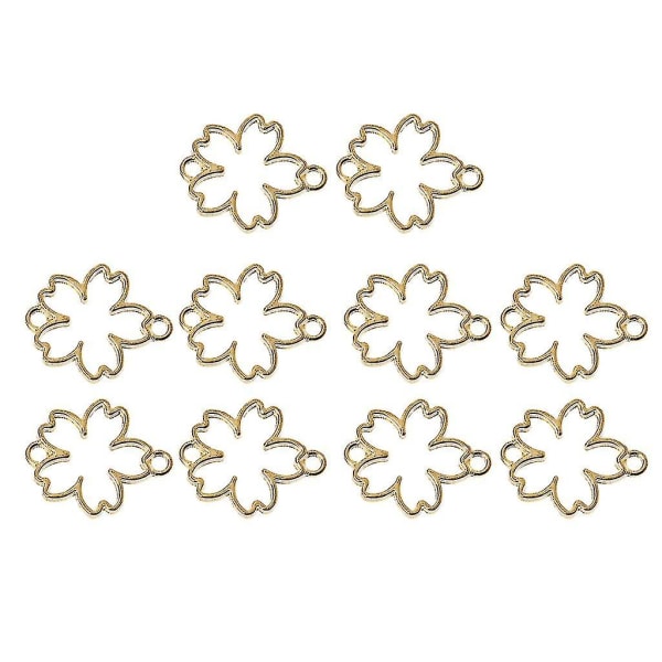 10x Cherry Flower Metal Frame Resin Pendant Åpen rammeinnstilling for gjør-det-selv-smykker