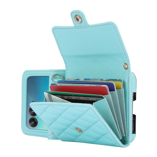 For Motorola Razr 40 Ultra 5g Kortspor Etui Pu Lær+pc Kryssveske Telefondeksel Blue