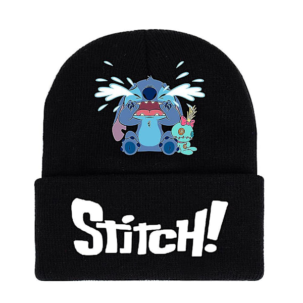 Unisex Lilo Stitch Tecknad Figur Tryckt Stickad Mössa Vinter Varm Skidmössa Present B