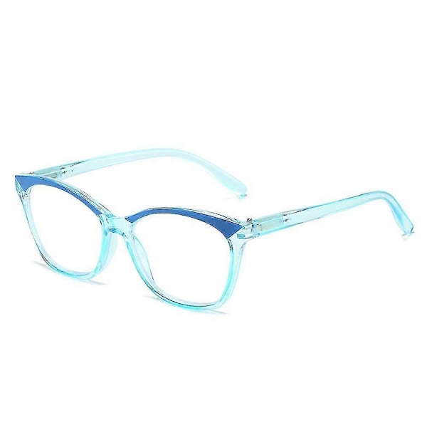 Retro Leopard Asymmetriska Roundsquare Läsglasögon Dam Herr Ålderssynthet cat eye-Blue -2.50
